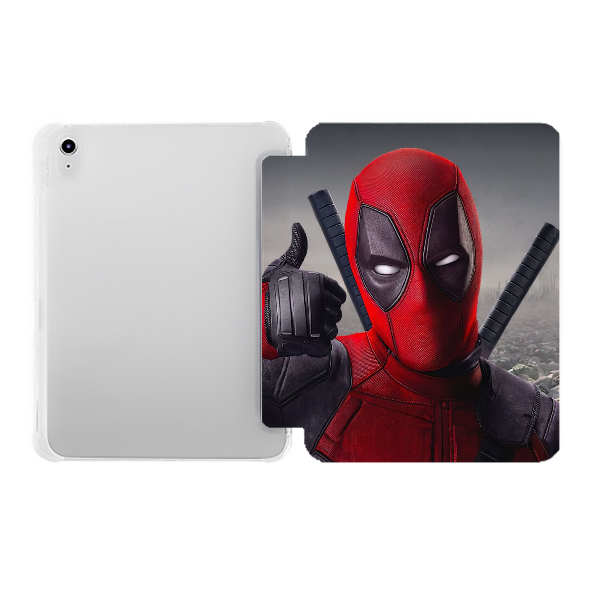 （画像用） Deadpool デッドプール IPad ケース ペン収納付き 三つ折りスタンド PUレザー×シリコン 対応機種9.5/10.5/10.9インチ
